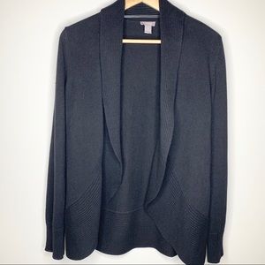 CHICO’S Black Open Front Angora Circle Cardigan M